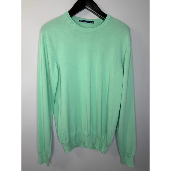 B.Draddy Men's Crew Neck Sweater Cotton Performance Golf Made in Italy Green L - Picture 3 of 12